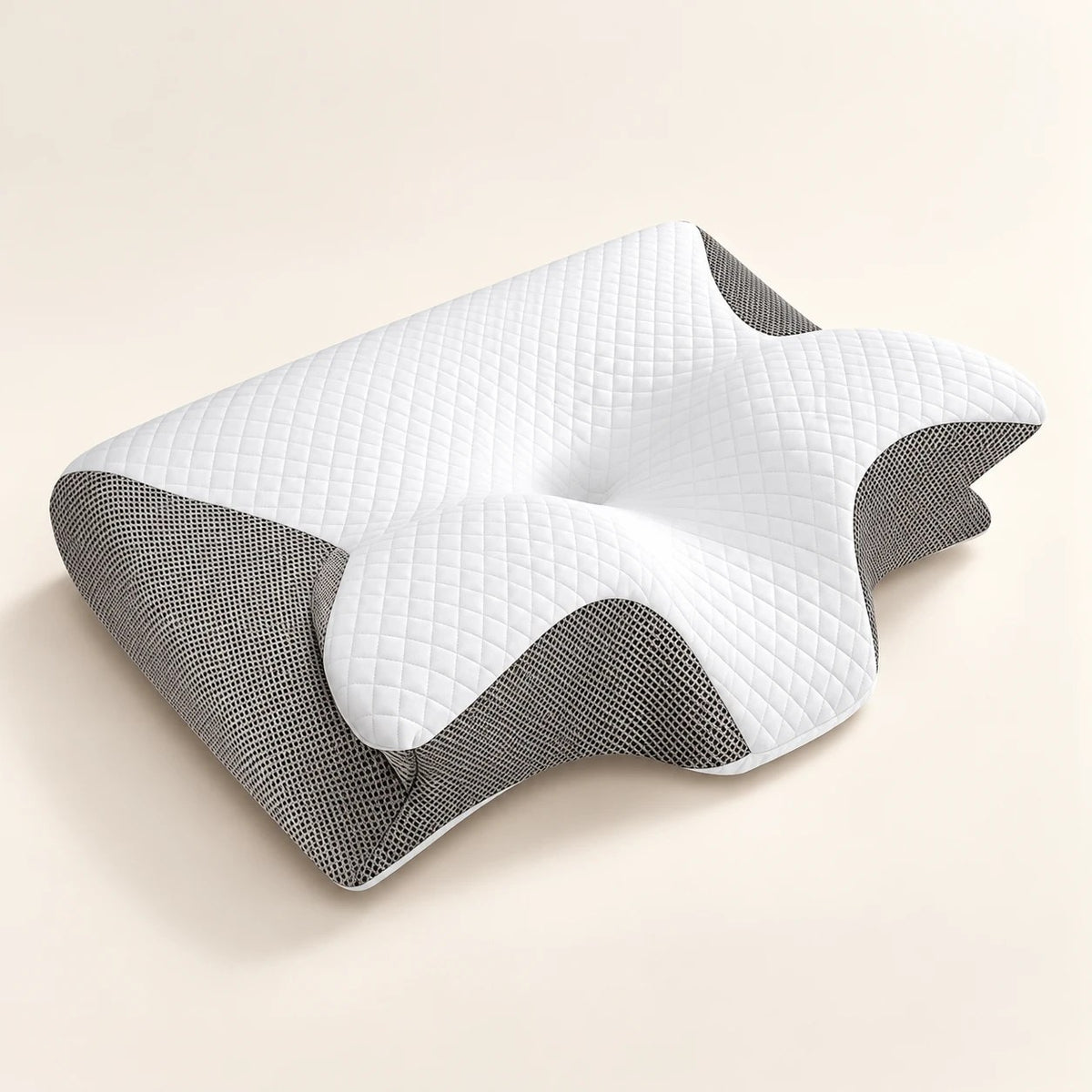 Somnivara Contour Pillow in Light Gray, three-quarter view